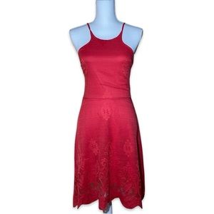 ‘Love, Fire’ Red Lace Cocktail Dress Medium